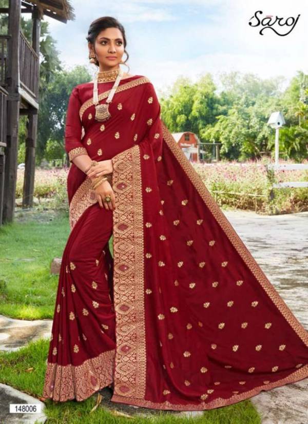 Saroj Jyotika Vichitra Silk Festive Wear Designer Wedding Saree Collection at Wholesale Price